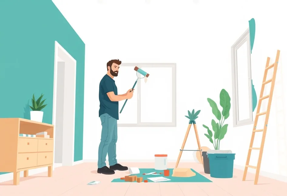 Intérieur rénové après travaux de peinture à Vaulx-en-Velin