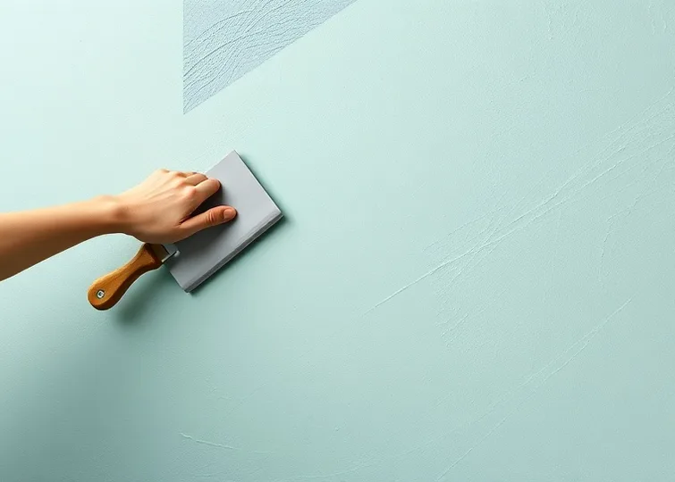 Application d'un enduit décoratif à la lisseuse sur un mur